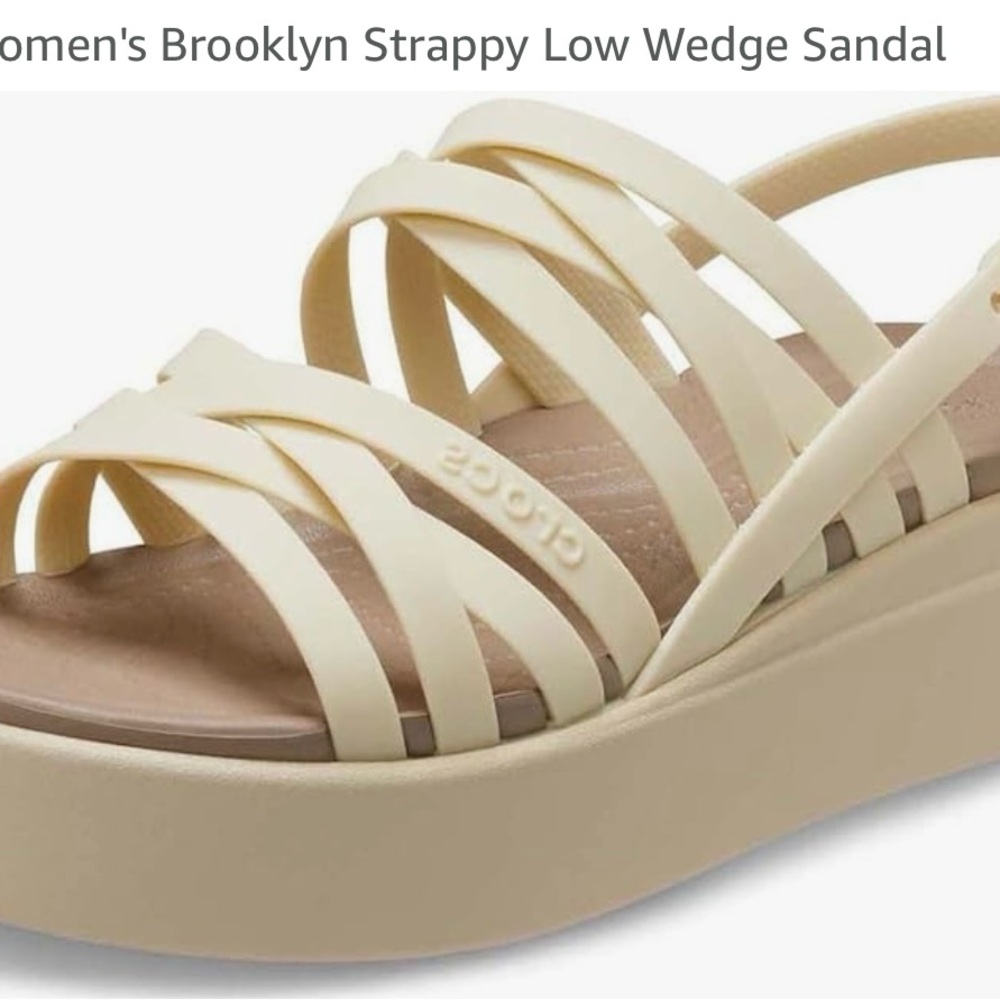 CROCS Cream Strappy Wedge Sandals